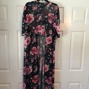 NWOT- Long Rose Dress Top